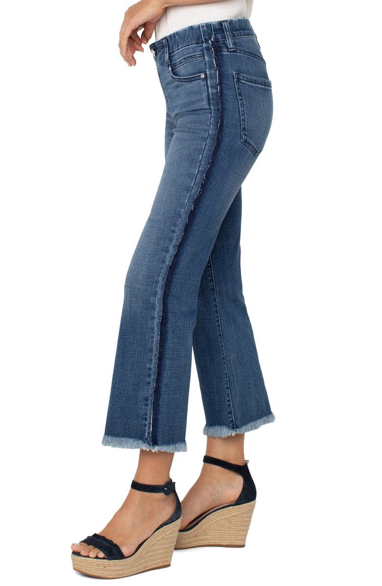 Liverpool Los Angeles Gia Glider Frayed Side Stripe Pull-On Crop Flare Jeans, Alternate, color,