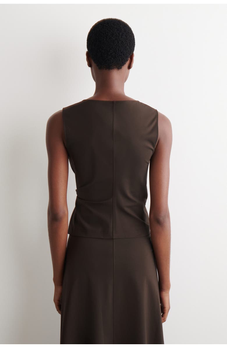 COS Twist-Detail Jersey Top, Alternate, color, Dark Brown