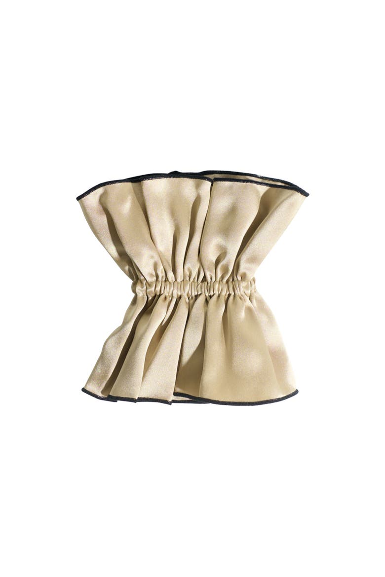 "Maxi Flower" Double-Layer Oversized Silk Scrunchie, Alternate, color, Tan