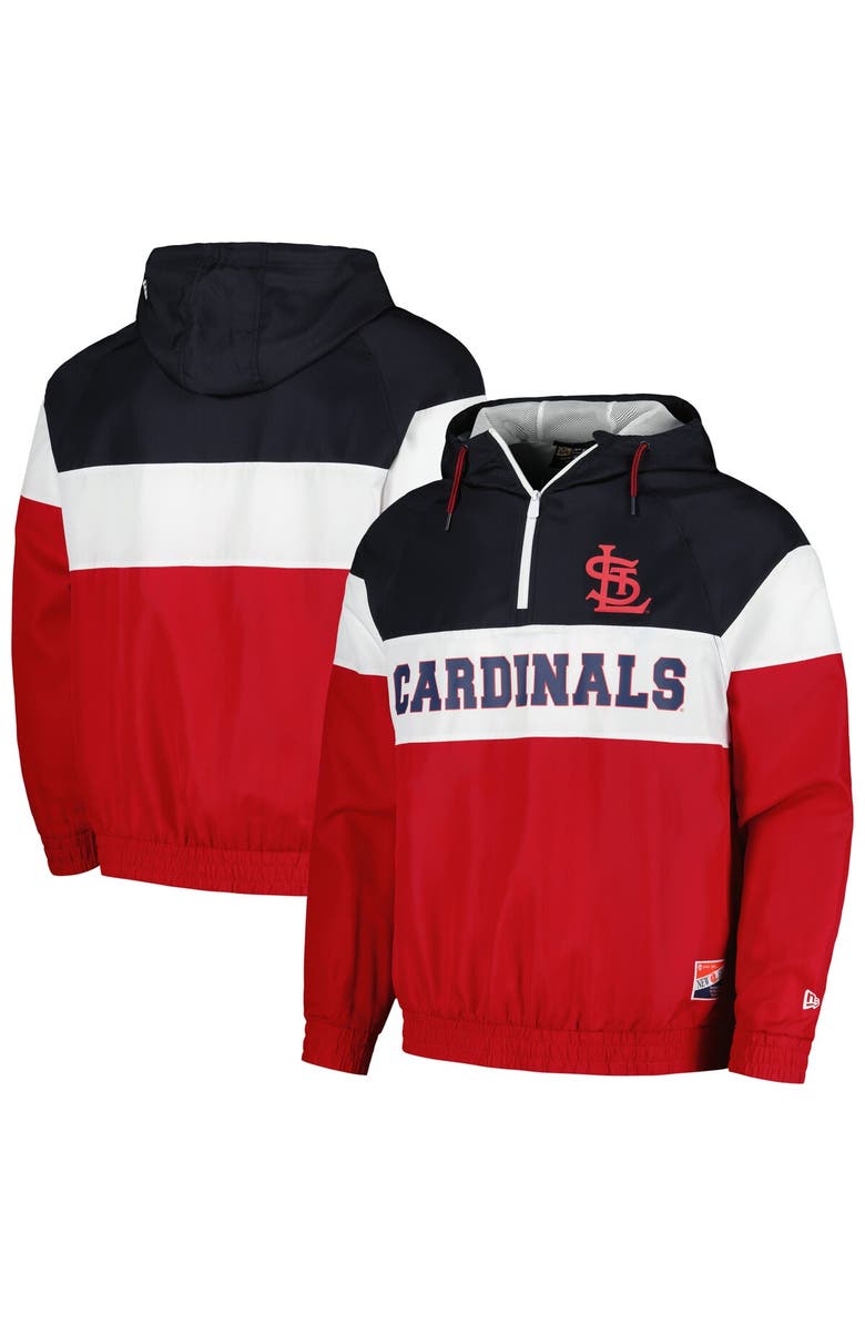 New Era Men's New Era Red St. Louis Cardinals Ripstop Raglan Quarter-Zip Hoodie Windbreaker Jacket, Main, color, Red