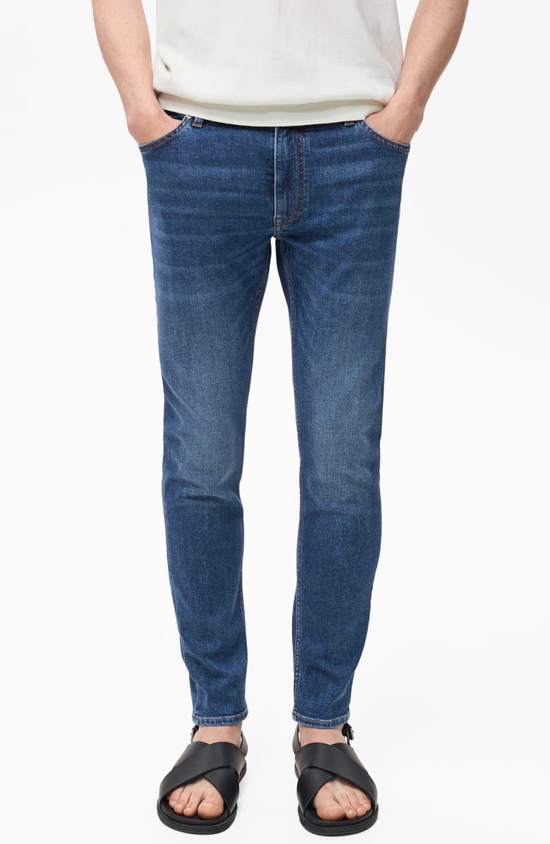 MANGO Jude Skinny Jeans, Main, color, Dark Blue