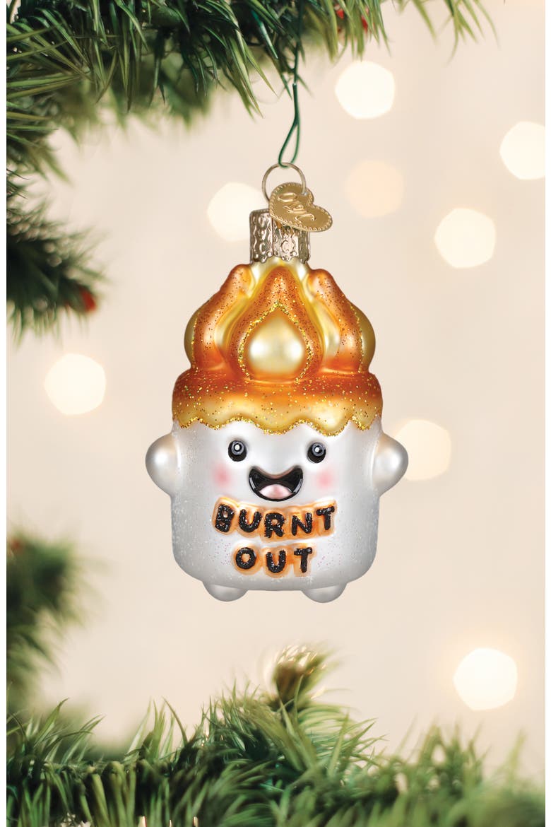 Burnt-Out Marshmallow Christmas Ornament, Alternate, color, WHITE MULTI