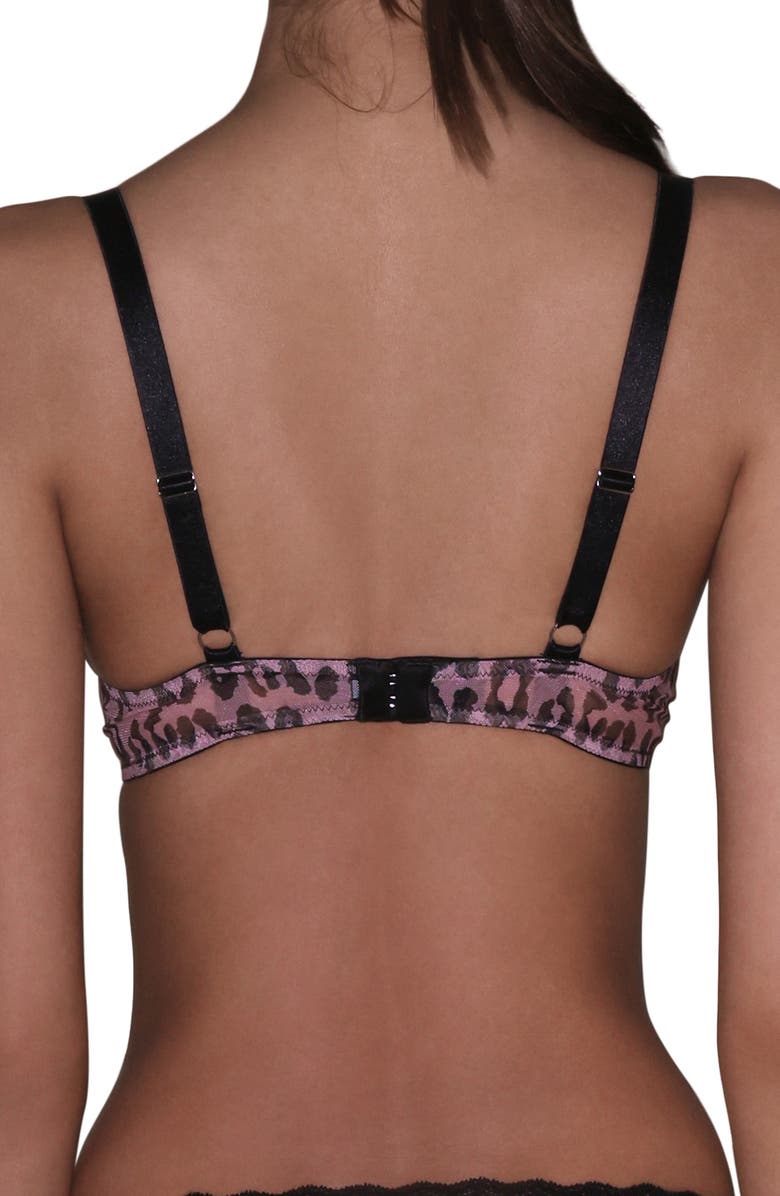 Fleur Du Mal Fuller Printed Underwire Sheer Tulle Demi Bra, Alternate, color, Leopard Print