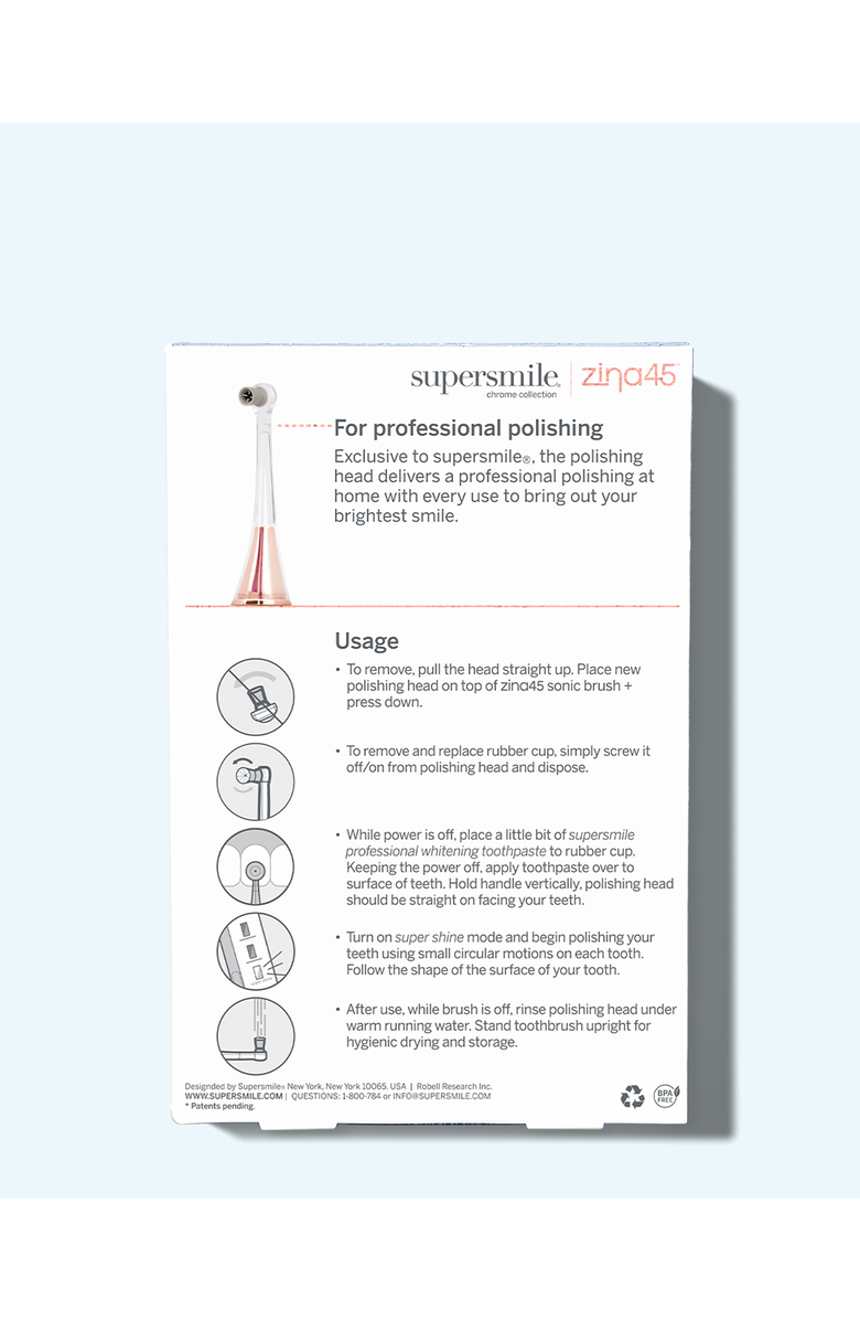 Supersmile Zina45 Sonic Pulse Toothbrush Replacement Polishing Head, Alternate, color, Chrome Rose