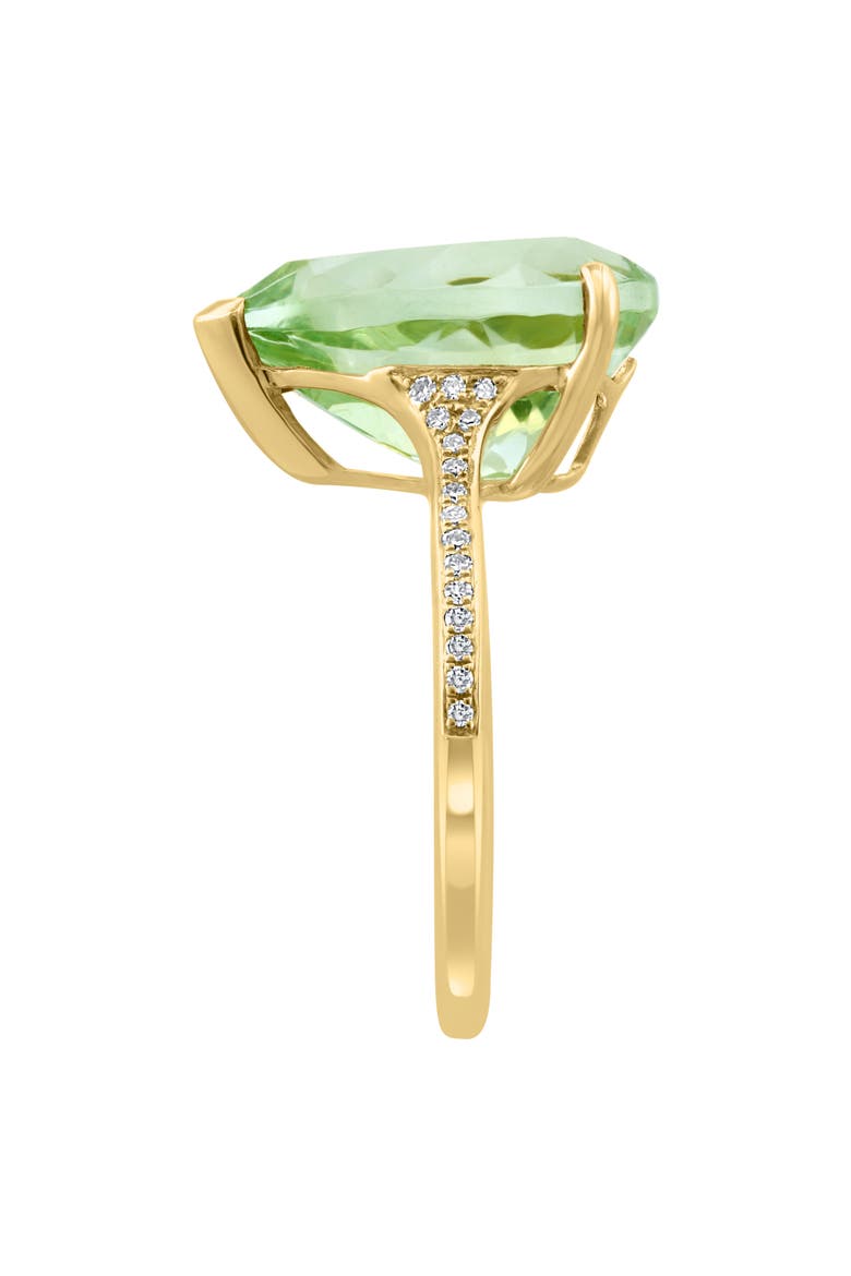 14K Yellow Gold Pear Cut Prasiolite Diamond Band Ring, Alternate, color, GREEN
