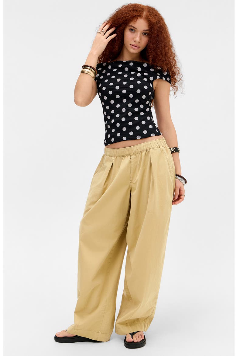 Fia Off the Shoulder Polka Dot Mesh Top, Alternate, color, BLACK SPOT