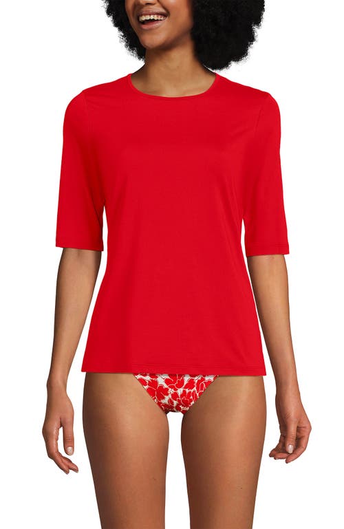 Lands' End Elbow Sleeve Relaxed Upf 50 Rash Guard In Red
