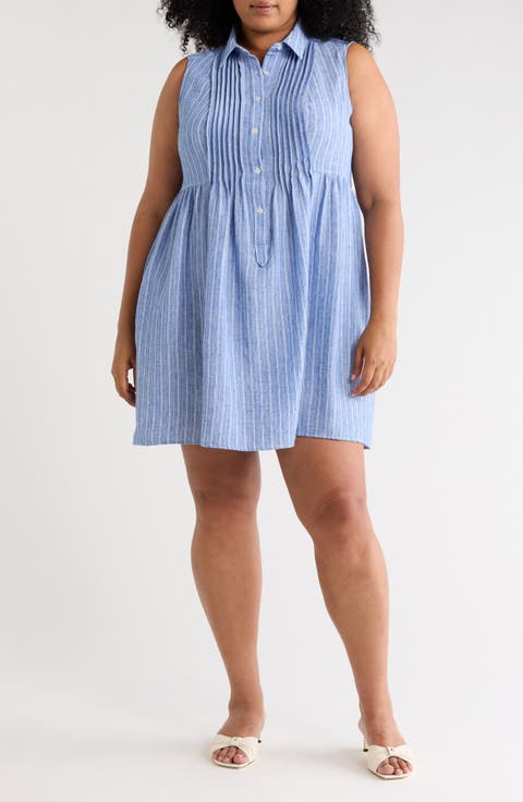 Pleated Button Front Dress