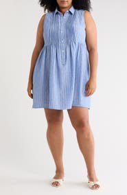 MAX STUDIO Pleated Button Front Dress