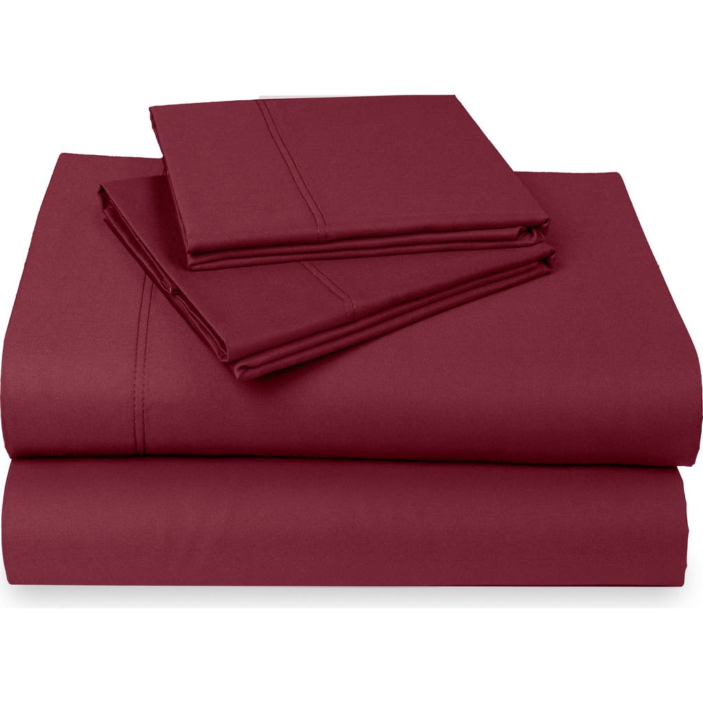 California Design Den Hotel Luxe 800 Thread Count 100% Cotton Sateen Sheet Set In Burgundy
