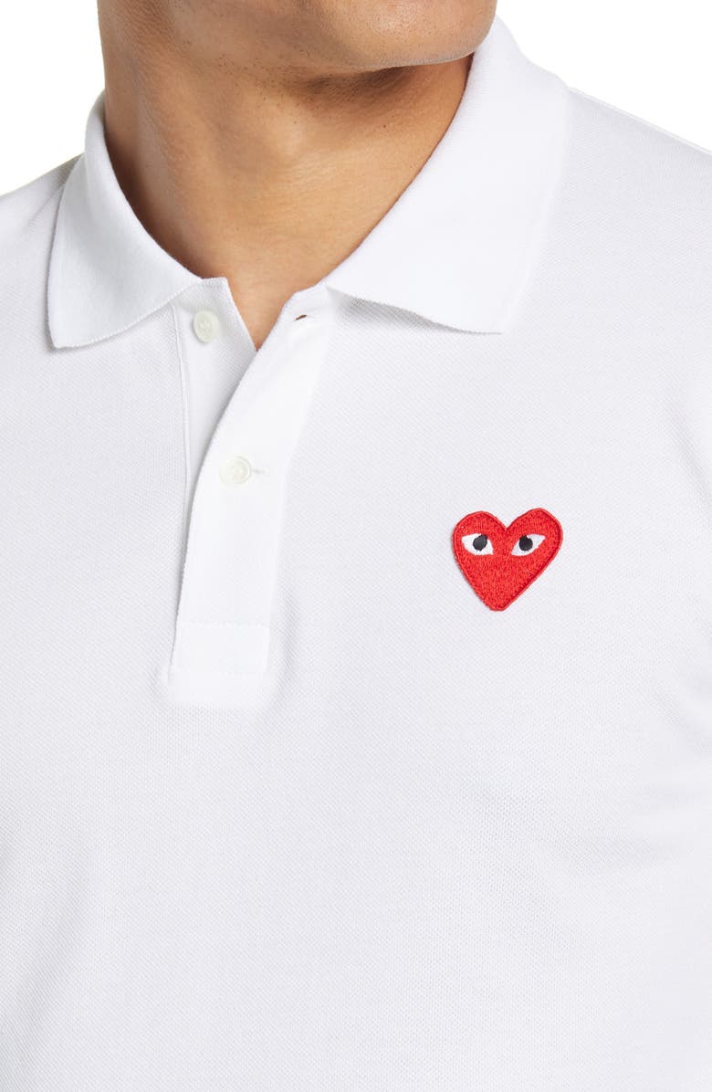 Comme des Garçons PLAY Heart Logo Slim Fit Polo, Alternate, color,