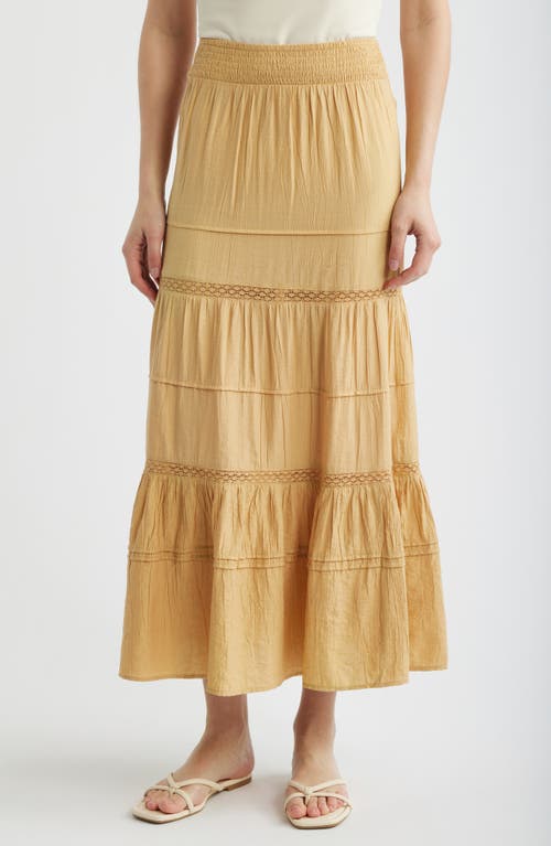 PER UNA BY M&S Lace Trim Tiered Maxi Skirt in Sandstone Brown at Nordstrom, Size 2