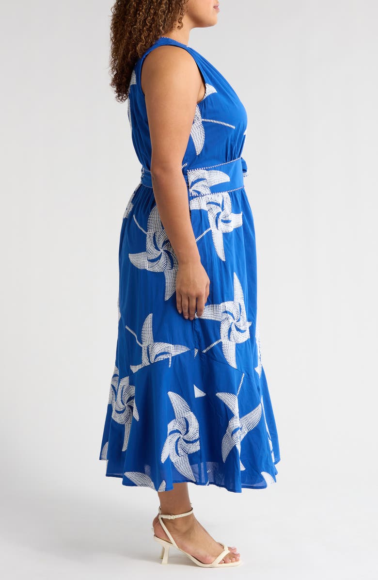 CIEBON Kaiden Embroidered Tie Belt Maxi Wrap Sundress, Alternate, color, Blue/ White