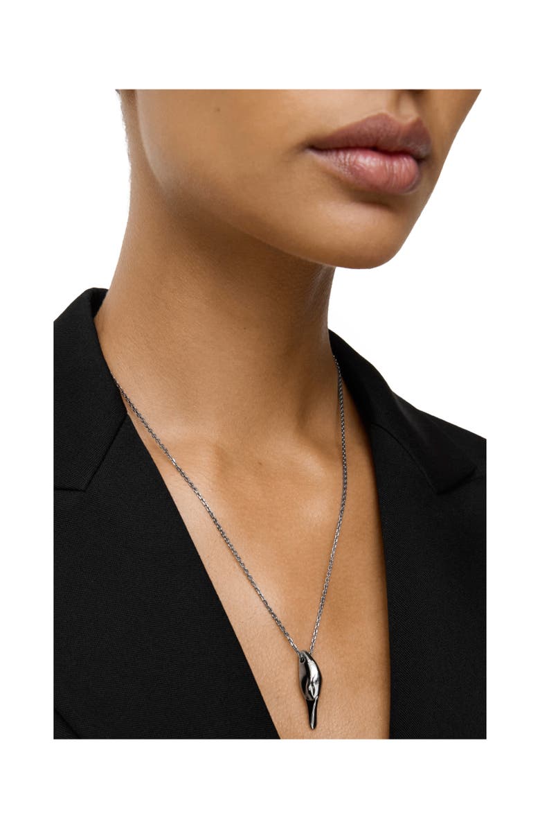 Burberry Duck Necklace, Alternate, color, Silver