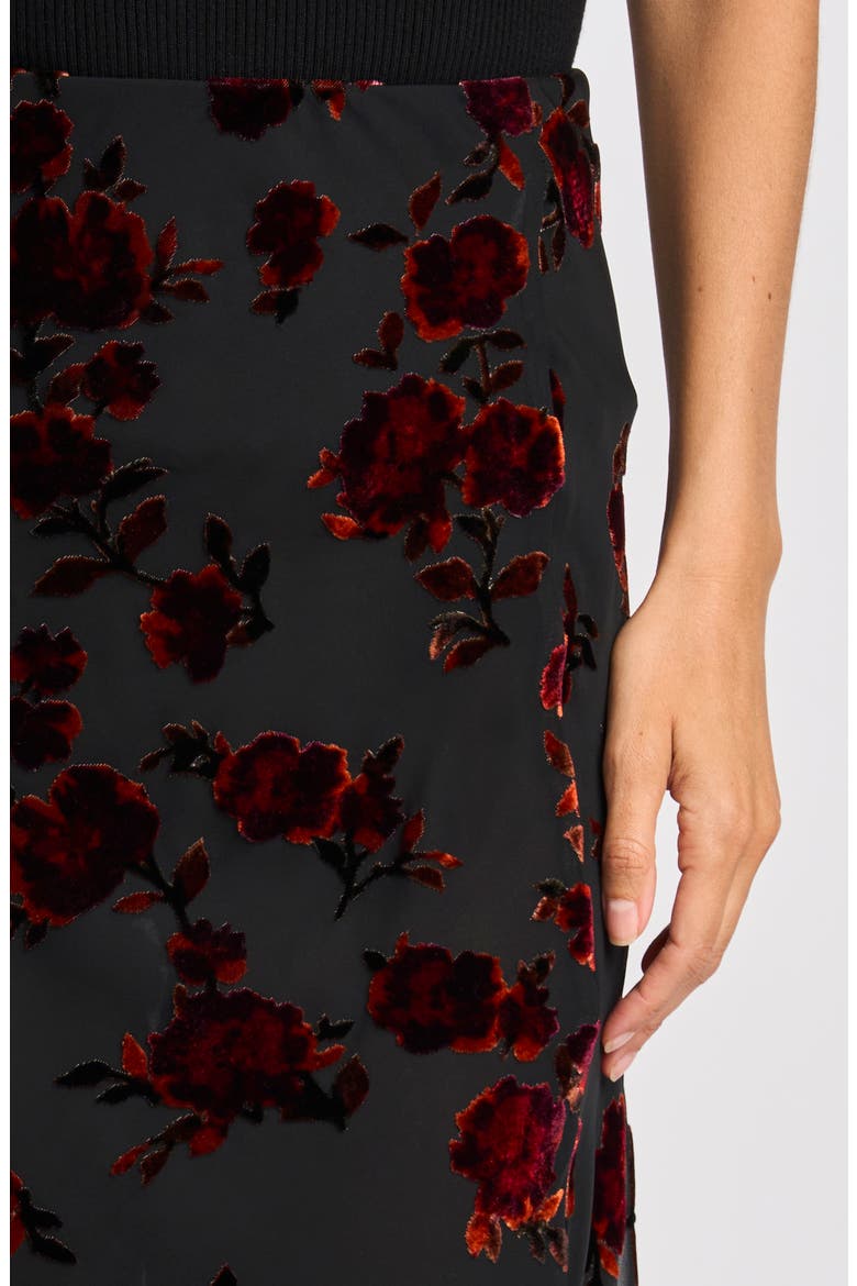Burnout Bias Cut Midi Skirt, Alternate, color, RICH BLACK 060