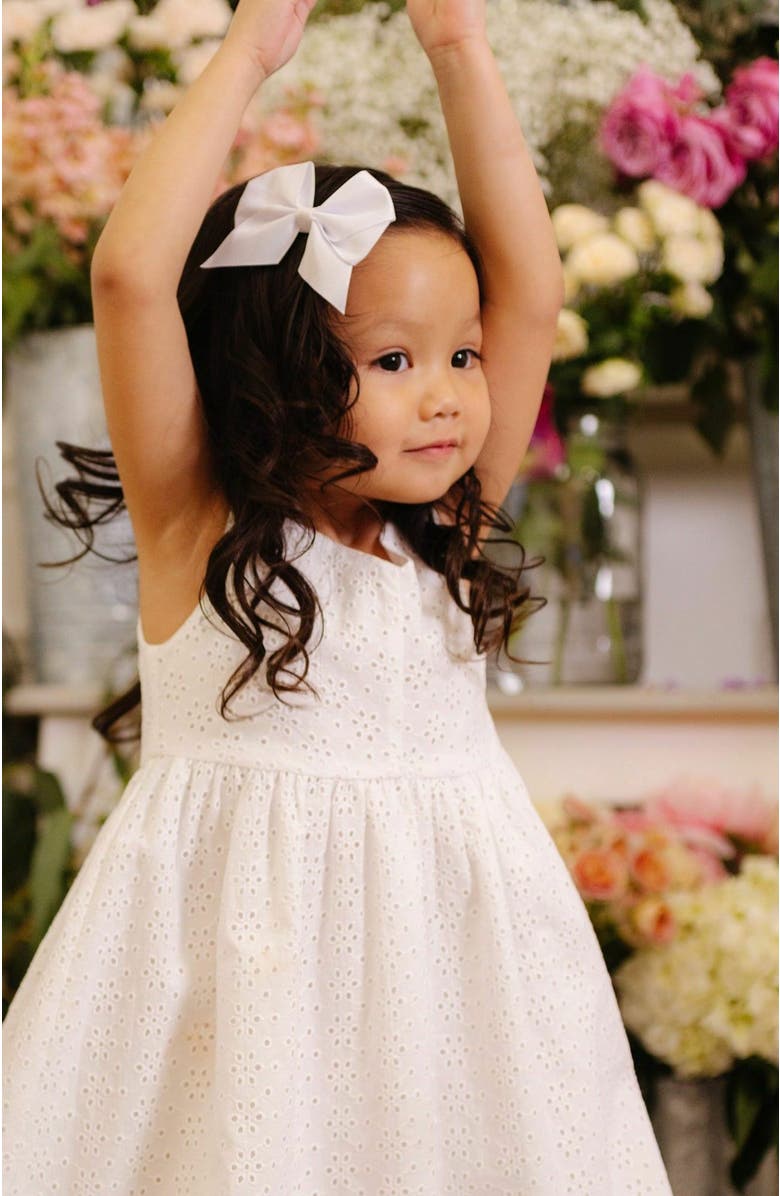 Hope & Henry Girls' Organic Eyelet Bow Shoulder Dress, Toddler, Alternate, color, White Eyelet
