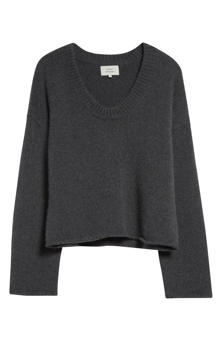 LOULOU DE SAISON Derry Cashmere U-Neck Sweater, Alternate, color, Anthracite Melange
