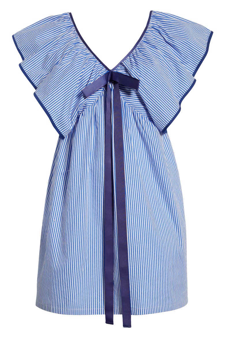 Sherah Striped Cotton Babydoll Minidress, Alternate, color, BLUE/ WHITE