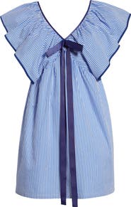 SUGARLIPS Sherah Striped Cotton Babydoll Minidress