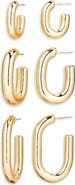 Tasha Set of 3 Assorted Oval Hoop Earrings
