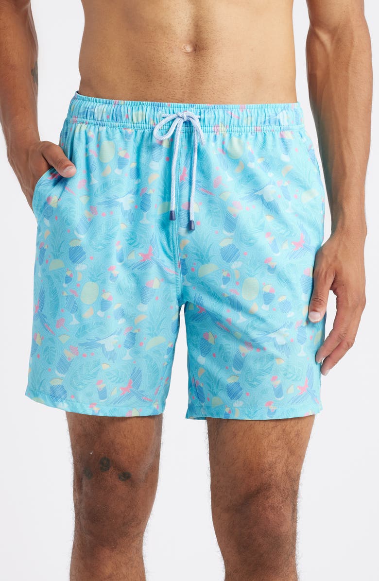 Peter Millar Blue Hawaii Swim Trunks, Main, color, Radiant Blue