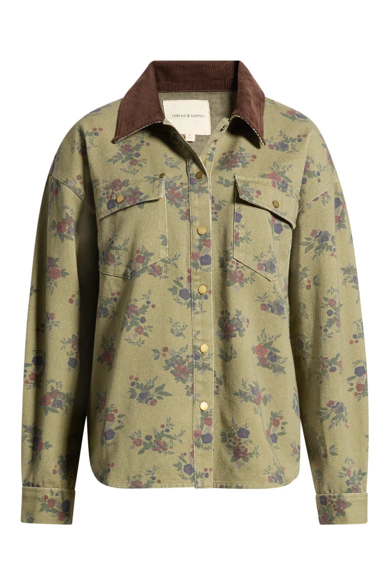 Leopard Print Cotton Denim Shacket, Alternate, color, FOREST MULTI