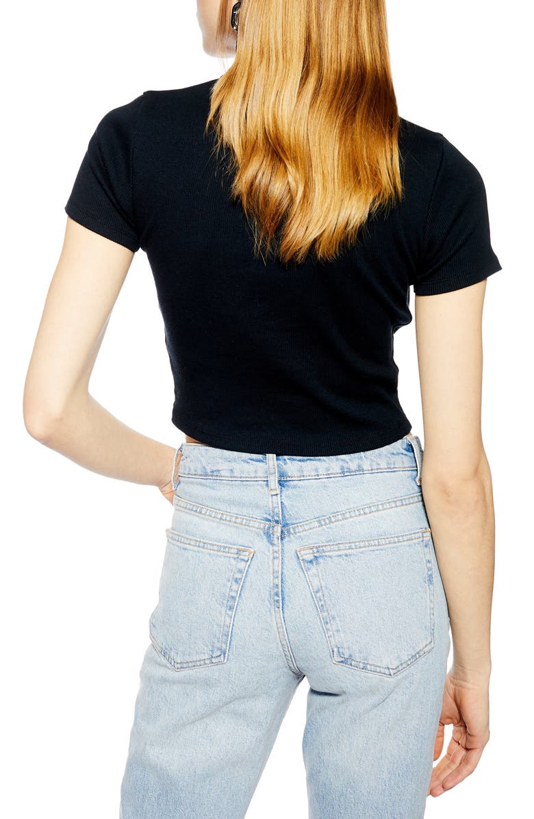 Topshop Crop Polo Shirt, Alternate, color, 