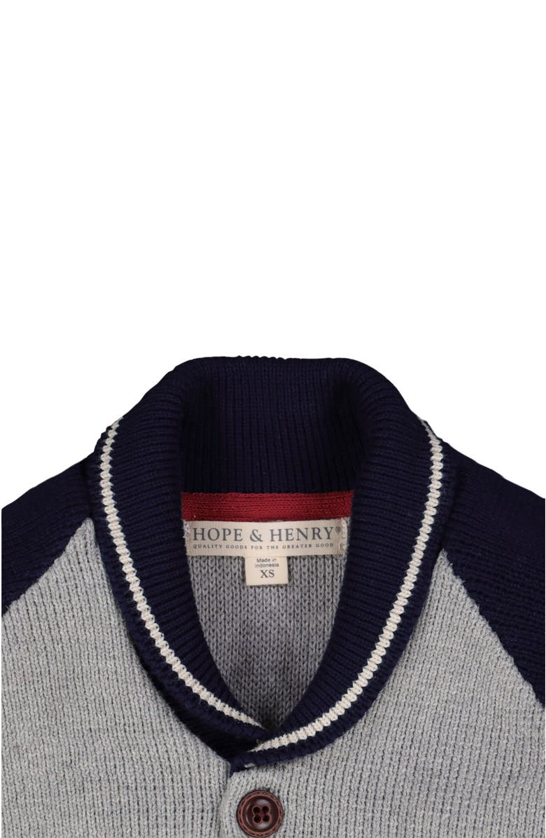 Hope & Henry Baby Boys' Shawl Collar Cardigan, Infant, Alternate, color, Grey Heather With Navy