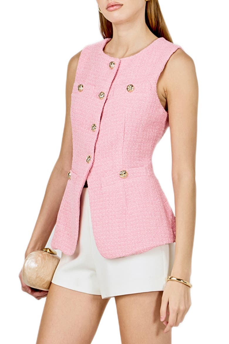 Longline Tweed Vest, Alternate, color, PINK