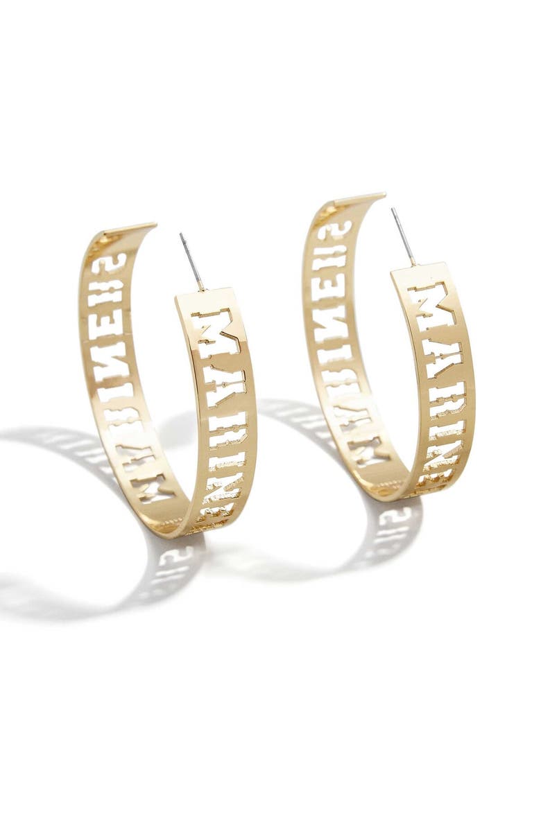 WEAR by Erin Andrews x Baublebar Seattle Mariners Large Cutout Hoop Earrings, Main, color, Gold