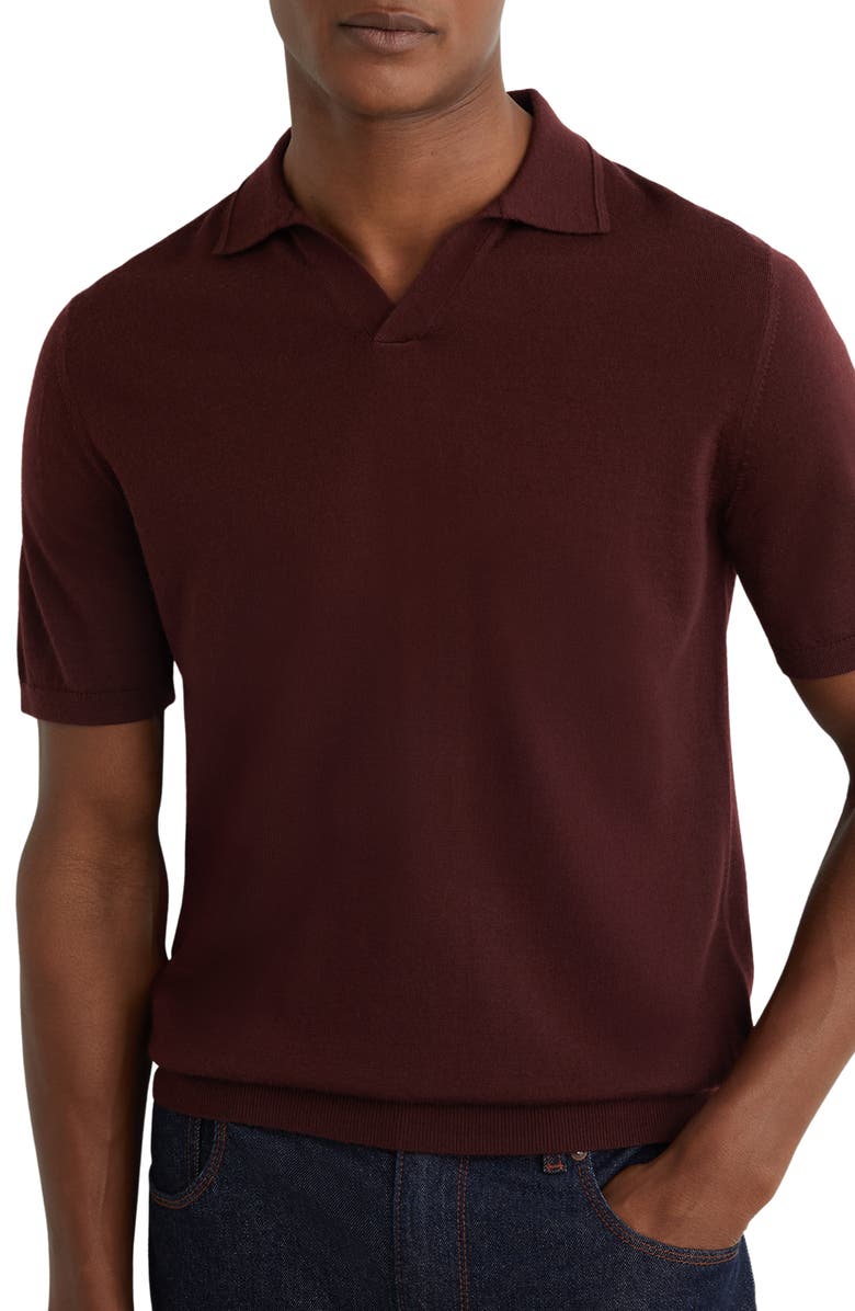 Reiss Duchie Short Sleeve Wool Polo Sweater, Main, color, Port Red