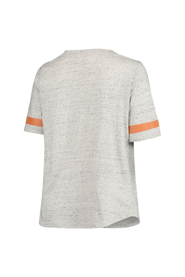 Women's Heathered Gray Texas Longhorns Plus Size Lace-Up V-Neck T-Shirt, Alternate, color, Heather Gray