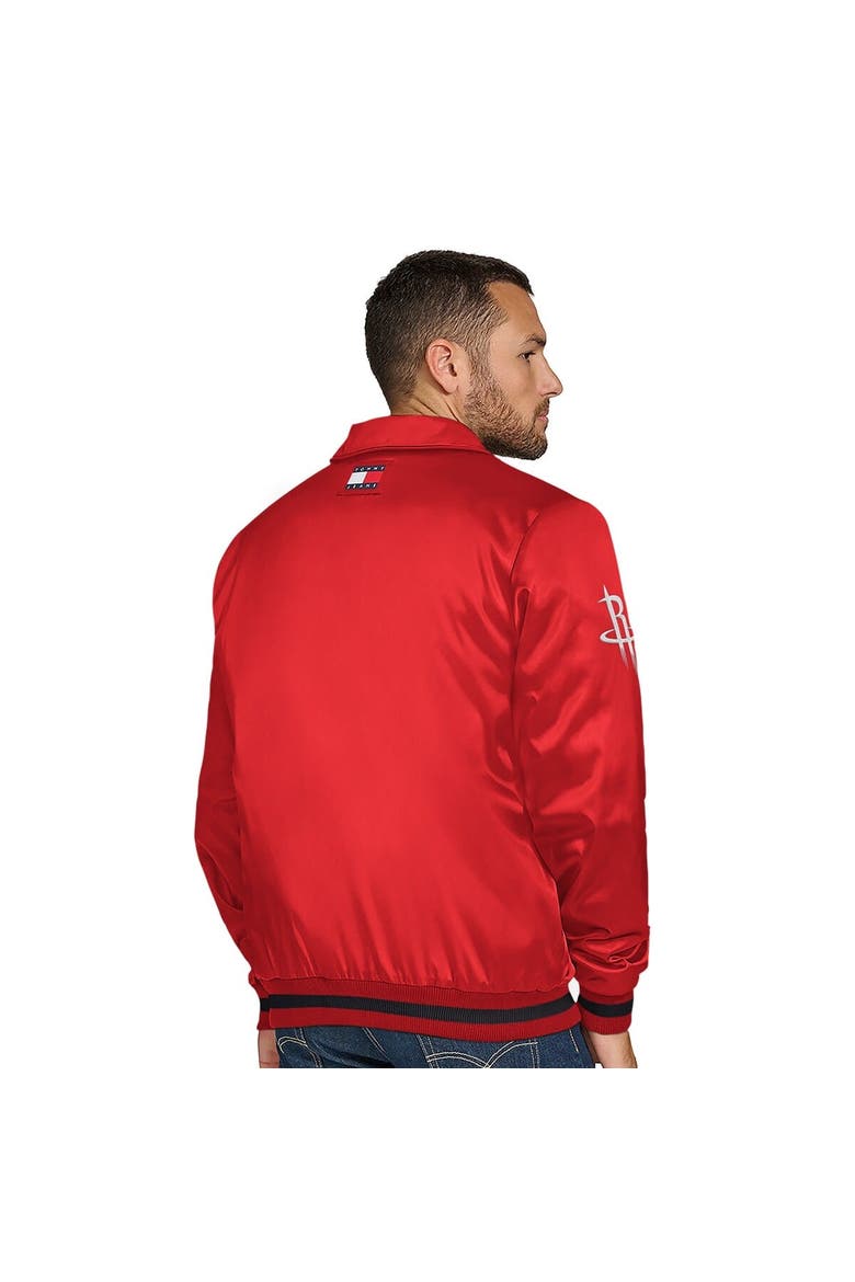 Men's Tommy Jeans Red Houston Rockets Jacob Chain Stitch Applique Full-Snap Varsity Jacket, Alternate, color, Red