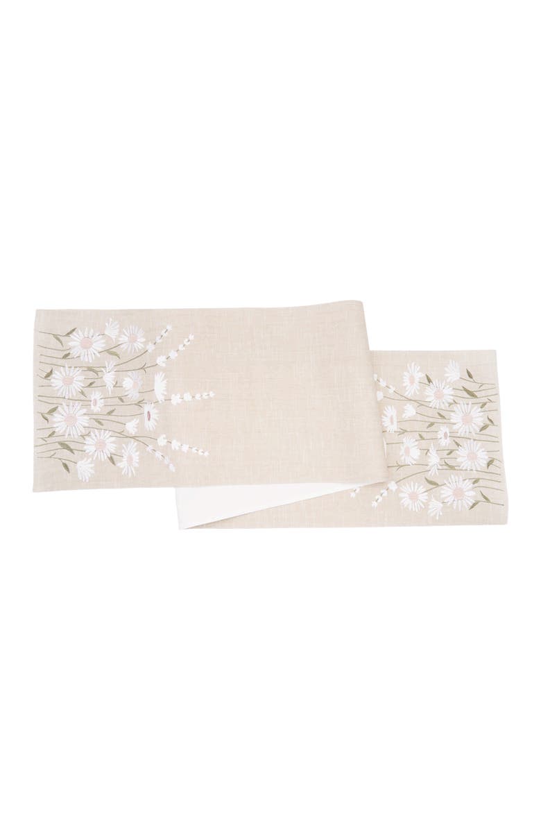 C&F Home Daisy Bliss Table Runner 14" x 72", Main, color, Beige