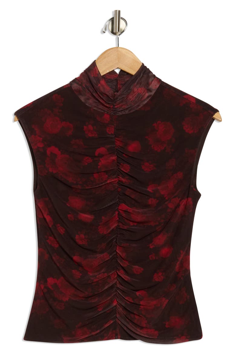 Mock Neck Extended Shoulder Top, Alternate, color, BURGUNDY FLORAL PRINT
