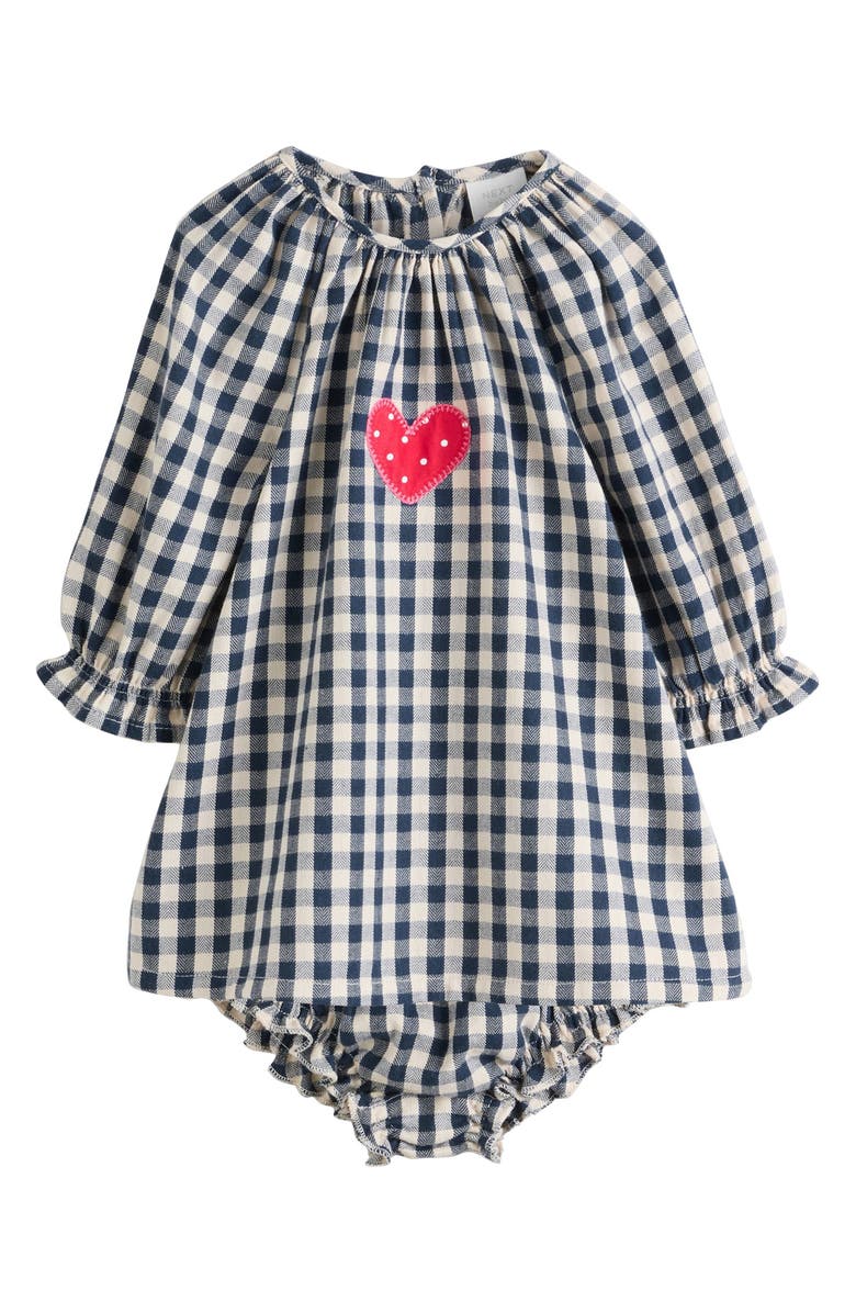 NEXT Gingham Dress & Bloomers Set, Main, color, Blue