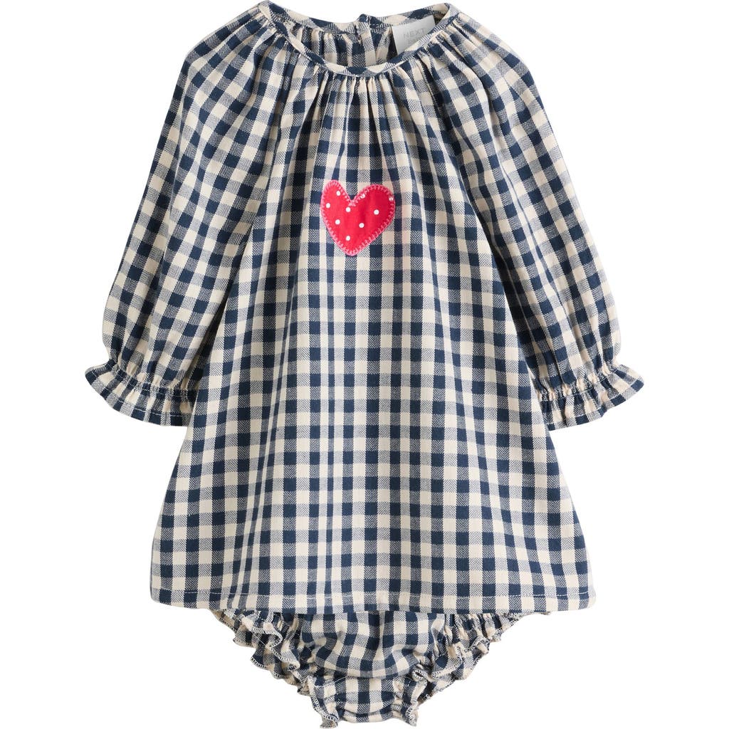 Next Gingham Dress & Bloomers Set In Black