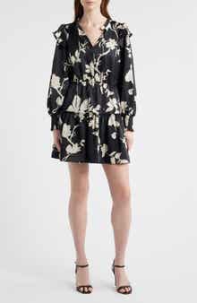 Chelsea28 Floral Long Sleeve Tiered Chiffon Minidress