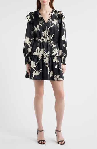 Chelsea28 Floral Long Sleeve Tiered Chiffon Minidress