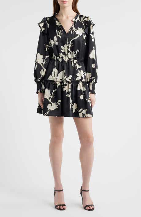 Chelsea28 Floral Long Sleeve Tiered Chiffon Minidress