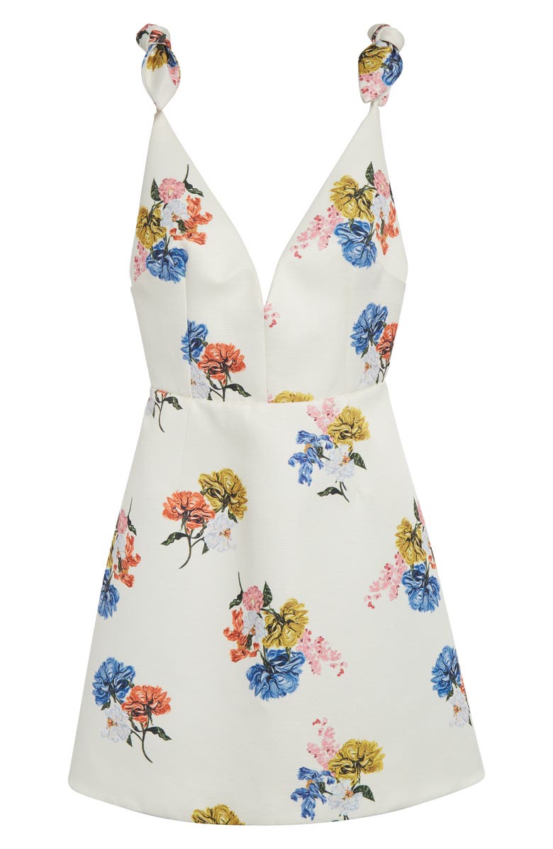 Emilia Wickstead Ludi Floral Plunge Neck Dress, Alternate, color, Retro Bouquet On White