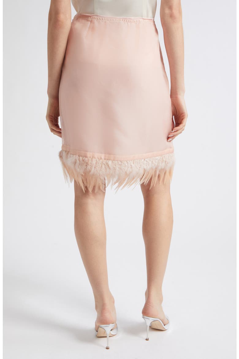 Lark Feather Trim Silk Skirt, Alternate, color, SANDROSE