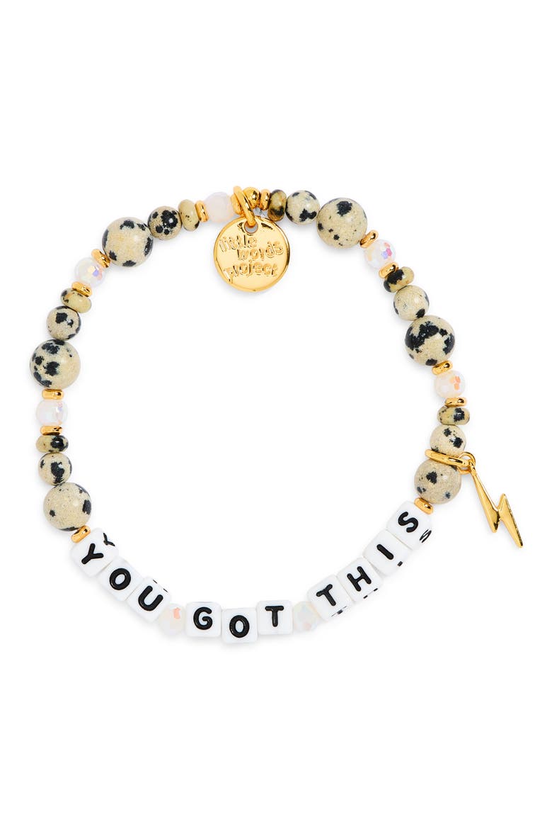 You Got This Beaded Stretch Bracelet, Main, color, WHITE