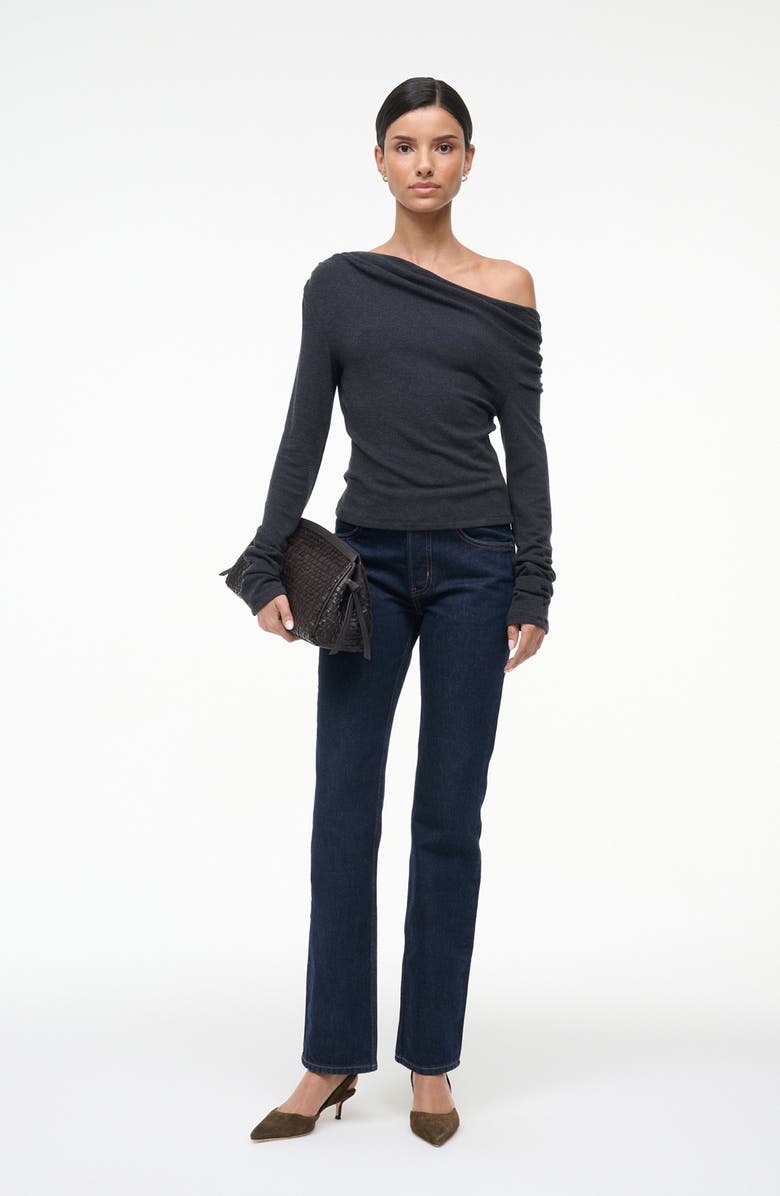 STAUD Philomena One-Shoulder Top, Alternate, color, Charcoal