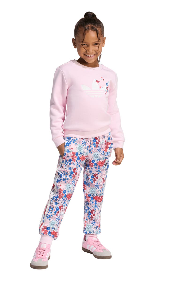 adidas Kids' Embroidered Cotton Blend Sweatshirt & Sweatpants Set, Alternate, color, Clear Pink