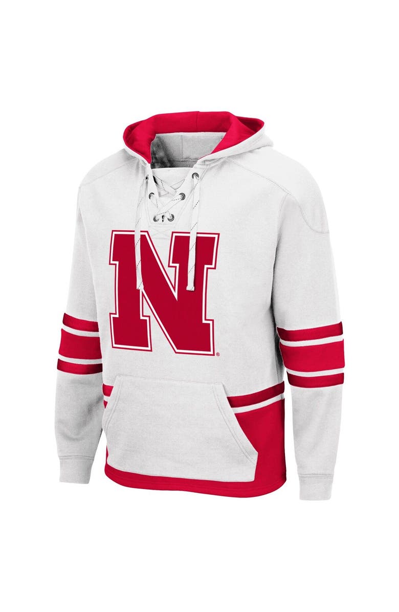 COLOSSEUM Men's Colosseum White Nebraska Huskers Lace Up 3.0 Pullover Hoodie, Alternate, color, 