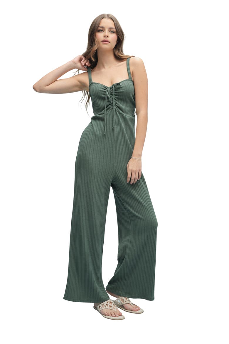 Sweetheart Neck Wide Leg Jumpsuit, Alternate, color, GREEN