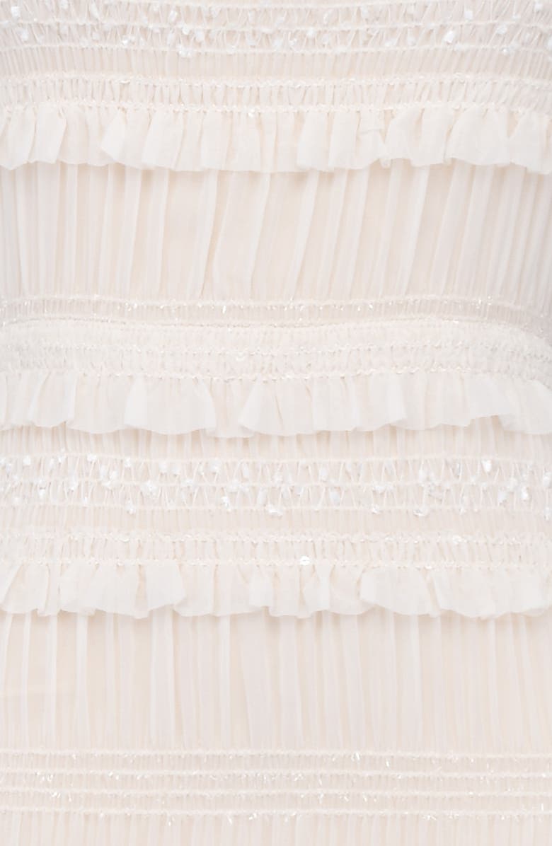 HOUSE OF CB Solana Sequin Smocked & Shirred Cocktail Dress, Alternate, color, Ivory Print