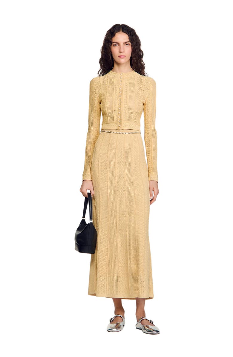 SANDRO Pointelle knit cardigan, Alternate, color, 