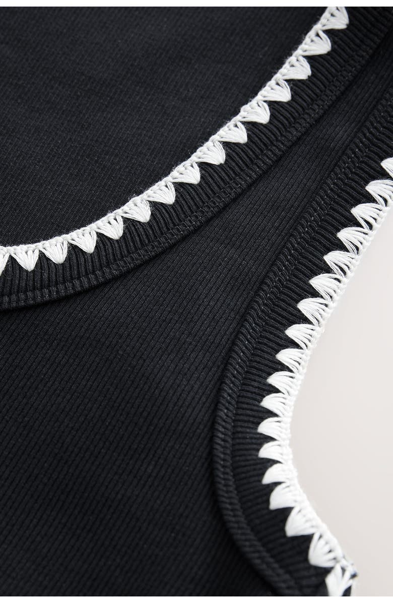NEXT Monochrome Embroidered Cotton Rib Tank, Alternate, color, Black